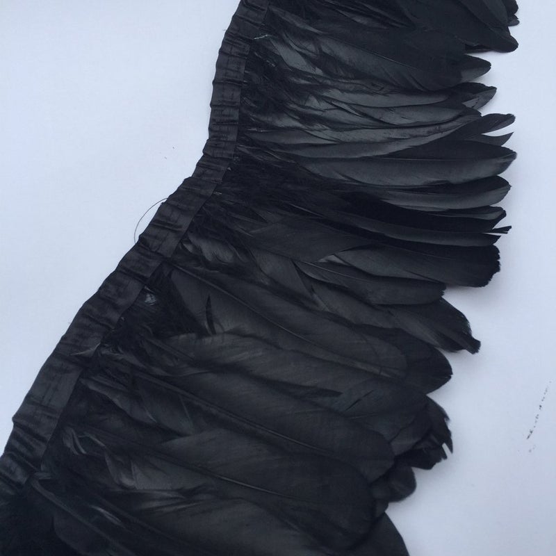 Shekyeon Duck Goose Feather Trim Fringe Sewing Craft 2 Yards (Black) - Image 2